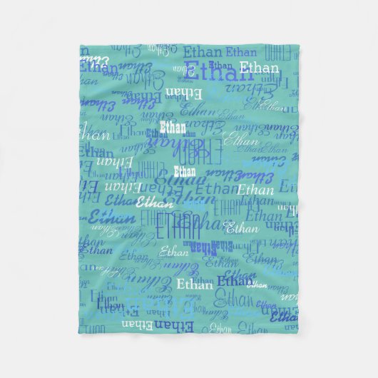 Aangepaste jongensnaam gepersonaliseerde licht-Bla Fleece Deken (Voorkant)