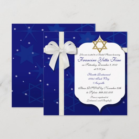 Aangepaste joodse bridal Shower-uitnodiging Kaart (Voorkant / Achterkant)