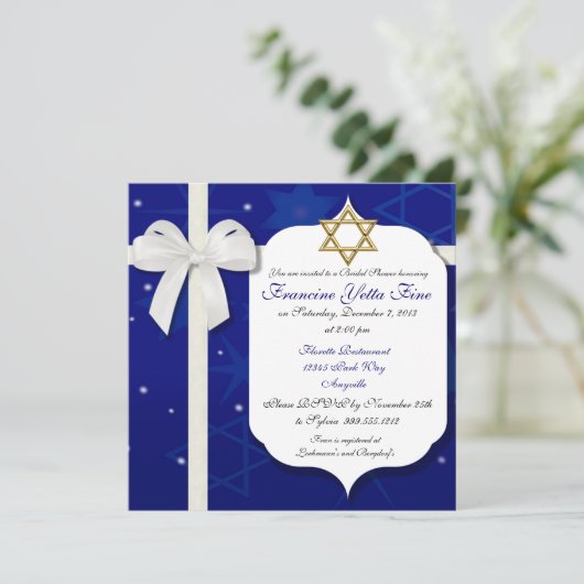 Aangepaste joodse bridal Shower-uitnodiging Kaart (Staand voorkant)