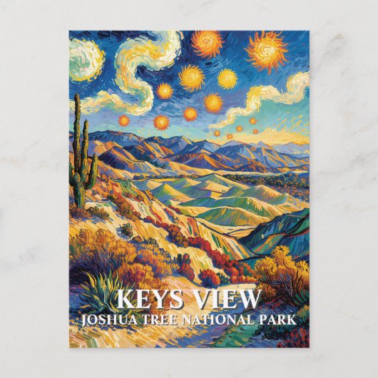 Aangepaste Joshua Tree Keys View Van Gogh Landscha Briefkaart (Voorkant)