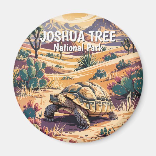 Aangepaste Joshua Tree Schildpad Retro Woestijn La Magneet (Voorkant)