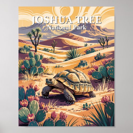Aangepaste Joshua Tree Schildpad Retro Woestijn La Poster (Voorkant)