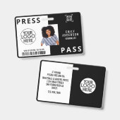 Aangepaste journalist Pers Foto ID Logo Horizontaa Badge (Voor- en achterkant)