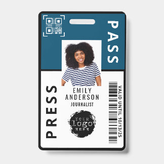 Aangepaste journaliste Media Pass Foto ID Logo | B Badge