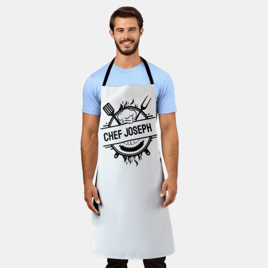 Aangepaste Jouw naam Chef Grill Cook Vaderdag Gift Schort (Gedragen)