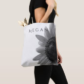 Aangepaste Jouw naam Elegant Zwart & Wit Zonnebloe Tote Bag (Dichtbij)