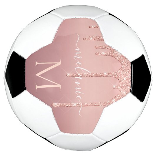 Aangepaste Jouw naam Letter Roos Goud Voetbal (Gedraaid)