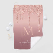 Aangepaste Jouw naam Letter Roos Gouden Golfhanddo Golfhanddoek (Insitu)