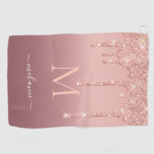 Aangepaste Jouw naam Letter Roos Gouden Golfhanddo Golfhanddoek (Horizontaal)