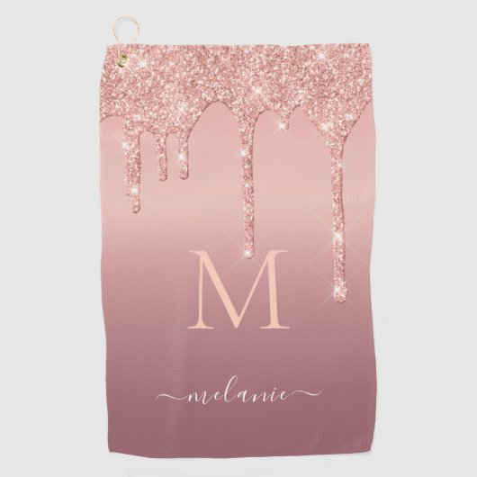 Aangepaste Jouw naam Letter Roos Gouden Golfhanddo Golfhanddoek (Voorkant)