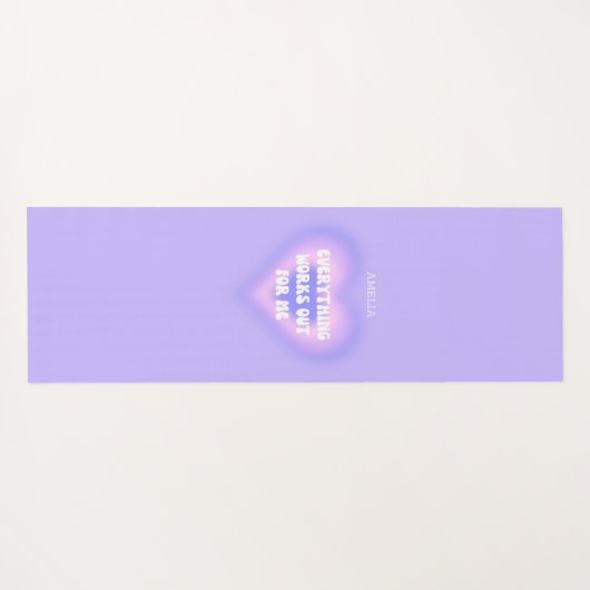 Aangepaste Jouw naam Paarse Aura Hart Manifestatie Yogamat (Achterkant (horizontaal))