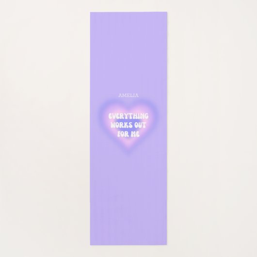 Aangepaste Jouw naam Paarse Aura Hart Manifestatie Yogamat (Achterkant)