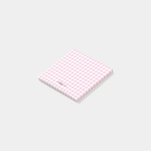 Aangepaste jouw naam post-it notities Gingham insp Post-it® Notes (Schuin)