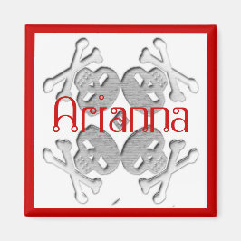 Aangepaste jouw naam schedel en crossbones magneet