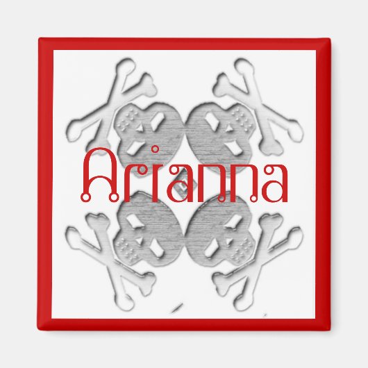 Aangepaste jouw naam schedel en crossbones magneet (Voorkant)