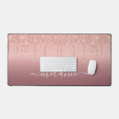 Aangepaste Jouw naam Tekst Roos Gold Desk Mat (Keyboard & Muis)