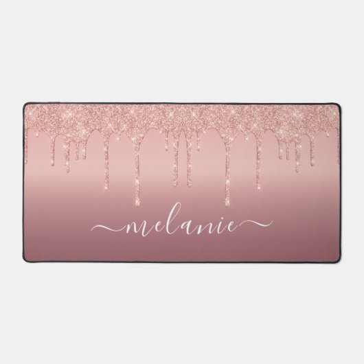 Aangepaste Jouw naam Tekst Roos Gold Desk Mat (Voorkant)