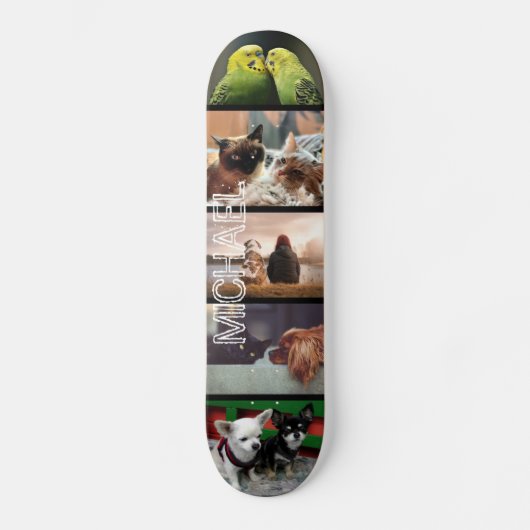 Aangepaste jouw naam voor fotocollage | 5 zwart persoonlijk skateboard (Voorkant)