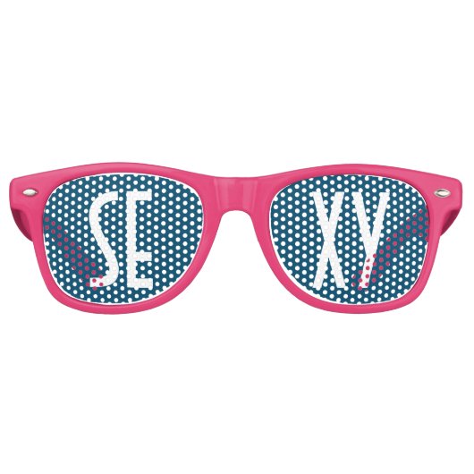 Aangepaste jouw tekst, afbeelding en achtergrondkl retro zonnebril (Voorkant)