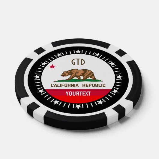 Aangepaste Jouw tekst California State Flag op een Poker Chips (Enkel)