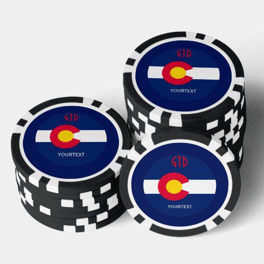 Aangepaste Jouw tekst Colorado-staatsvlag op een Poker Chips (Opstapeling)