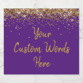 Aangepaste Jouw tekst Gepersonaliseerde Paarse en  Sparkling Wijnetiket (Enkel label)