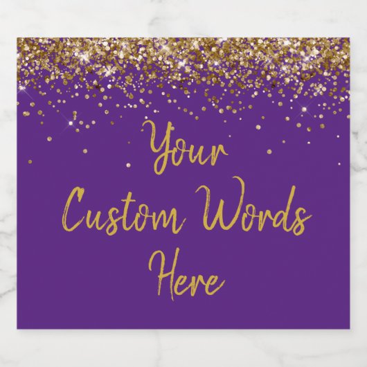 Aangepaste Jouw tekst Gepersonaliseerde Paarse en  Sparkling Wijnetiket (Enkel label)