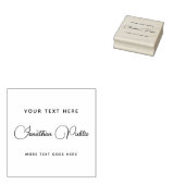 Aangepaste Jouw tekst Hand Script Naam Sjabloon Sq Rubberstempel (Gestempeld)