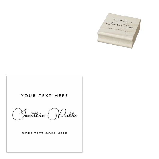 Aangepaste Jouw tekst Hand Script Naam Sjabloon Sq Rubberstempel (Gestempeld)
