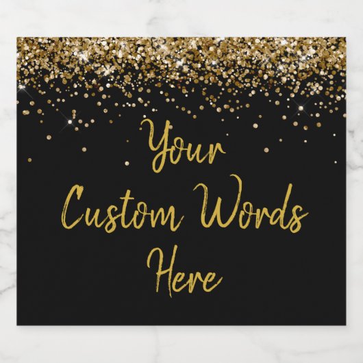 Aangepaste Jouw tekst hier gepersonaliseerd zwart Sparkling Wijnetiket (Enkel label)