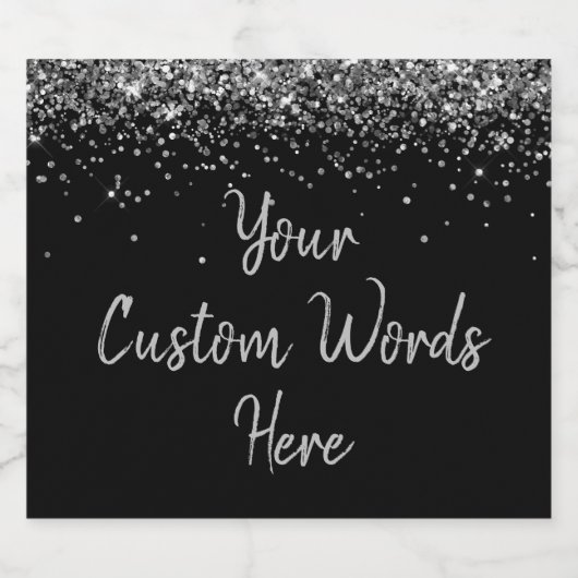 Aangepaste Jouw tekst hier gepersonaliseerd zwart  Sparkling Wijnetiket (Enkel label)