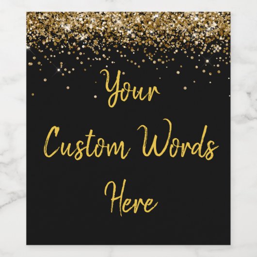 Aangepaste Jouw tekst hier gepersonaliseerd zwart  Wijn Etiket (Enkel label)