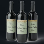 Aangepaste Jouw tekst Hier gepersonaliseerde Sage  Wijn Etiket<br><div class="desc">Gepersonaliseerde wijnfles label cadeau,  aangepaste kerstsalie zwart goud,  cadeau voor jubileum surprise party,  bruiloft receptie diner tafel gunst,  gepersonaliseerde verjaardag sticker 30e 21e,  vrijgezellenavond hen do trip,  Bach weekend afstuderen vrijgezellenfeest,  sprankelende glitter haar hem twinkle,  40e 50e 25e 35e 45e,  Boho uni afstudeerder sparkle sprankelend</div>