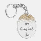 Aangepaste Jouw tekst hier Gold heeft uw woorden a Sleutelhanger (Voorkant Links)