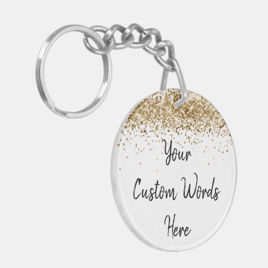 Aangepaste Jouw tekst hier Gold heeft uw woorden a Sleutelhanger (Voorkant Links)