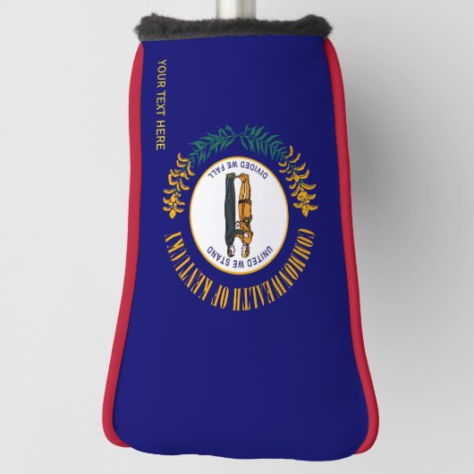 Aangepaste Jouw tekst Kentucky State Flag op een Golfheadcover (Draai 90)