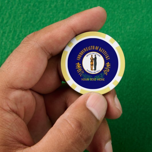 Aangepaste Jouw tekst Kentucky State Flag op een Poker Chips (Hand)