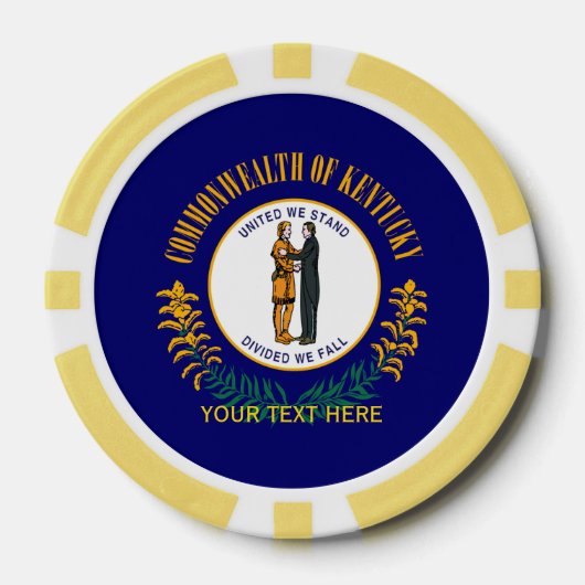 Aangepaste Jouw tekst Kentucky State Flag op een Poker Chips (Voorkant)