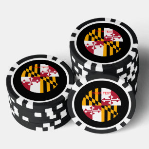 Aangepaste Jouw tekst Maryland-vlag op een Poker Chips