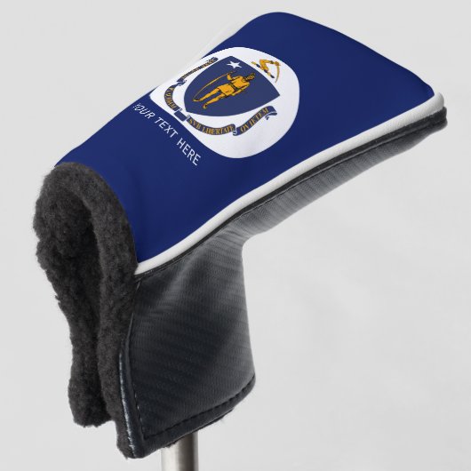 Aangepaste Jouw tekst Massachusetts State Flag op Golfheadcover (3/4 voorkant)