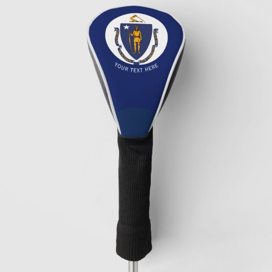 Aangepaste Jouw tekst Massachusetts State Flag op Golfheadcover (Voorkant)