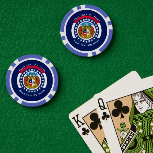 Aangepaste Jouw tekst Missouri Statenvlag op een Poker Chips (Pokertafel (Dubbel))