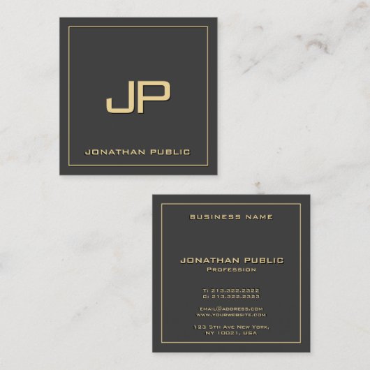 Aangepaste Jouw tekst Monogram Sjabloon Elegant Go Vierkante Visitekaartje (Voorkant / Achterkant)