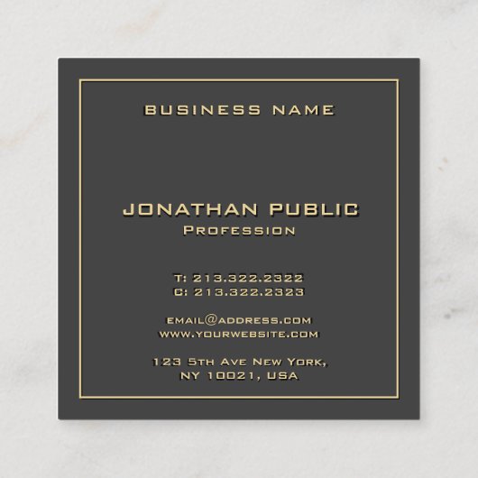 Aangepaste Jouw tekst Monogram Sjabloon Elegant Go Vierkante Visitekaartje (Achterkant)