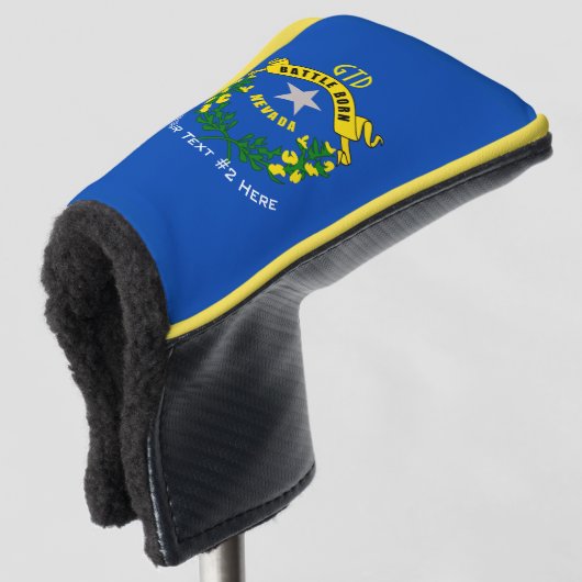 Aangepaste Jouw tekst Nevada staatsvlag op een Golfheadcover (3/4 voorkant)