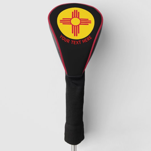 Aangepaste Jouw tekst New Mexico State Flag op een Golfheadcover (Voorkant)