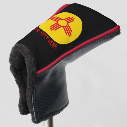 Aangepaste Jouw tekst New Mexico State Flag op een Golfheadcover (3/4 voorkant)