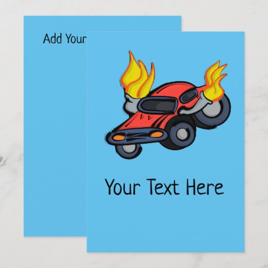 Aangepaste Jouw tekst-ontvlammingsauto Feestdagenkaart (Voorkant / Achterkant)