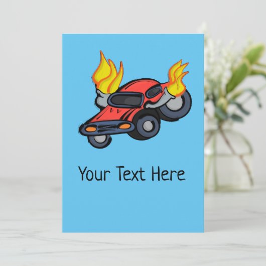 Aangepaste Jouw tekst-ontvlammingsauto Feestdagenkaart (Staand voorkant)