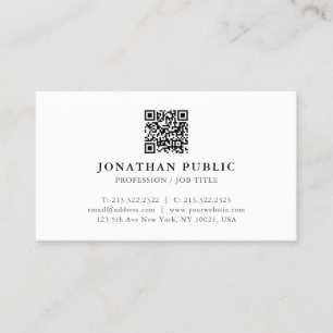 Aangepaste Jouw tekst QR Code Modern Elegant Minim Visitekaartje